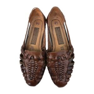 Predictions Leather Collections Women's Mule Woven Slip On Brown Sz 6.5